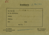 Karta cmentarna grobu Urszuli Kaczmarek pochowanej na Cmentarzu Rzymskokatolickim św. Wojciecha w Łodzi, ul. Kurczaki 81, wystawiona 12 maja 1943 r., MTN-Ł, sygn. A-6858